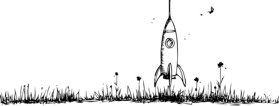 Whimsical Rocket Launch: A Graphic Illustration of Space Exploration and Dreams