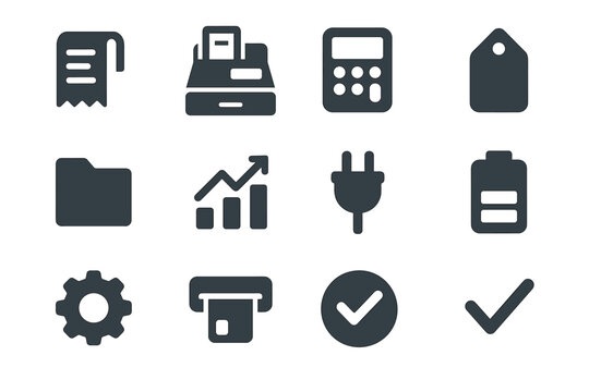 Tag register terminal total slot vector icon icons card cash checkmark plug