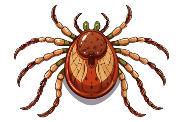 High-quality illustration of a tick insect with realistic detail and color. This vector graphic shows the tick’s body structure, legs, and texture, perfect for educational, scientific, and medical pur