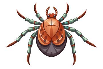 High-quality illustration of a tick insect with realistic detail and color. This vector graphic shows the tick’s body structure, legs, and texture, perfect for educational, scientific, and medical pur