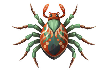 High-quality illustration of a tick insect with realistic detail and color. This vector graphic shows the tick’s body structure, legs, and texture, perfect for educational, scientific, and medical pur