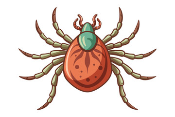 High-quality illustration of a tick insect with realistic detail and color. This vector graphic shows the tick’s body structure, legs, and texture, perfect for educational, scientific, and medical pur