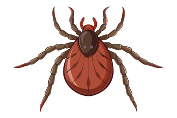 High-quality illustration of a tick insect with realistic detail and color. This vector graphic shows the tick’s body structure, legs, and texture, perfect for educational, scientific, and medical pur