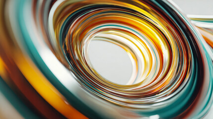Abstract dynamic swirl of colorful glass rings creating a mesmerizing tunnel effect with vibrant warm and cool hues blending in a modern artistic composition