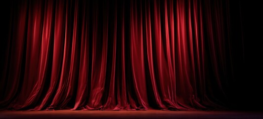 Red Stage Curtains: Capture the allure of anticipation and the mystery of the theatrical arts with this image of elegantly draped red stage curtains, their textures and folds inviting intrigue.