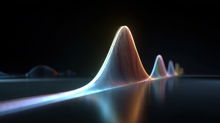 Stock projection curve, soft holographic arc rising high, 3D illustration.