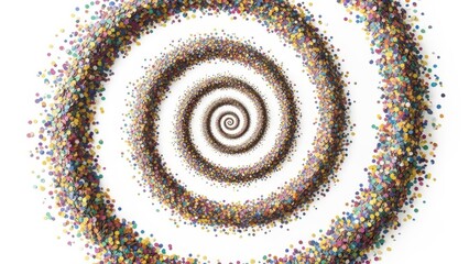 Hypnotic Spiral of Colorful Particles Expanding Outward.