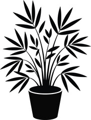 Black and White Potted Plant Illustration for Interior Design