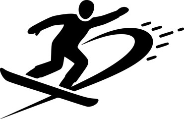 Dynamic Snowboarding or Skiing Action Icon