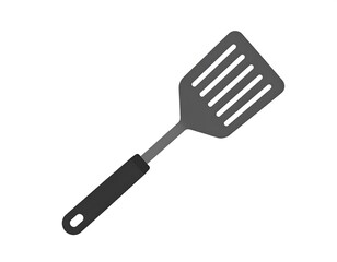 Simplified illustration of a slotted turner with a dark gray handle and a black grip