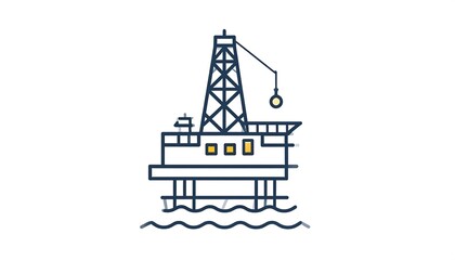Simplified illustration of an offshore oil platform, depicting energy extraction from the ocean