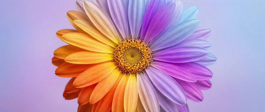Macro Close Up of Rainbow Multi Colored Daisy Flower Petals