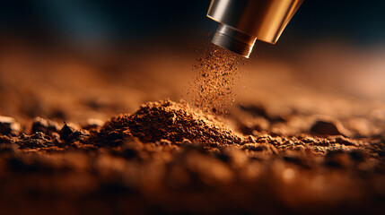 Exploring soil samples with robotic device, revealing intricate details and textures