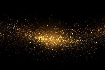 Golden particles floating against a dark background creating a glow