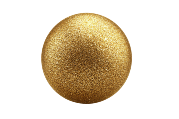 Single gold glitter sphere on black background with subtle lighting ball, Isolated On White Background, Png Transparent