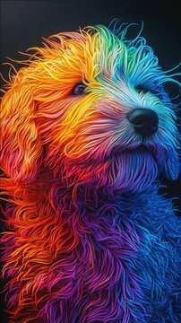 Vibrant multi-colored fur on small dog