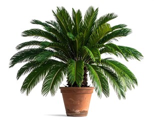 Obraz premium Sago Palm in Terracotta Pot - A Tropical Indoor Plant.