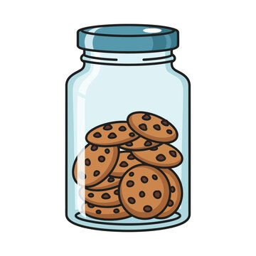 A glass jar filled with delicious chocolate chip cookies, perfect for homemade treats