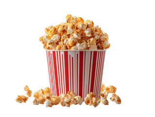 Red Buckets Filled with Buttery Popcorn on Transparent Background