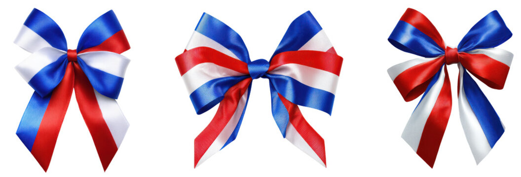 Tricolor Festive Bows: Three elegant bows, crafted with tri-color ribbons in a vibrant display, offering a sense of celebration and occasion.