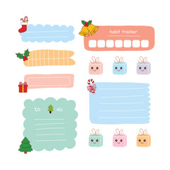 Cute christmas holiday planner and journaling elements collection