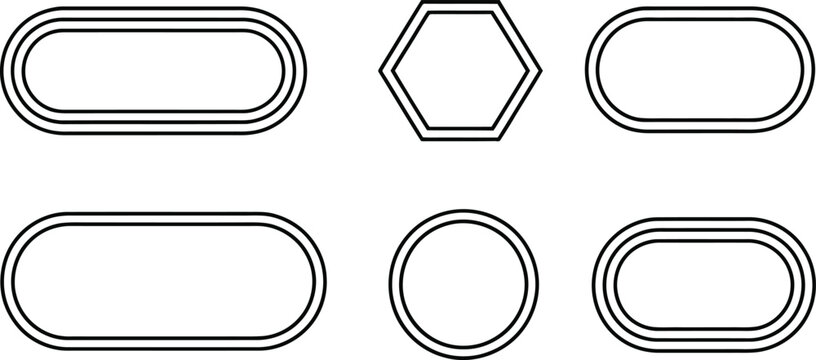 Collection of Geometric Shapes with Double Outlines