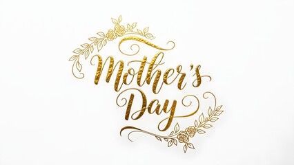Elegant Mother's Day Greeting: An exquisite Mother's Day inscription, artistically crafted in gold script and adorned with delicate floral elements, evoking feelings of love and appreciation.