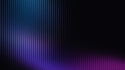 Wandcirkels Fractale golven purple blue gradient glass lines effect black background futuristic cool glow soft waves animation Vertical Lines Ribbed Texture Gradient Lighting Modern  © RIHAN