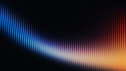 Grainy blue orange gradient glass lines effect black background futuristic cool glow soft waves animation Vertical Lines Ribbed Texture Gradient Lighting Modern © RIHAN