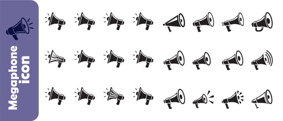 Megaphone icon collection with various designs, ideal for announcements, promotions, and communication needs