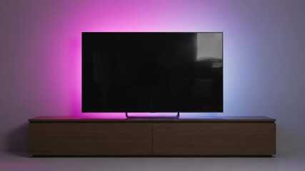 Dynamic ambient lighting on modern tv display creates colorful visual experience