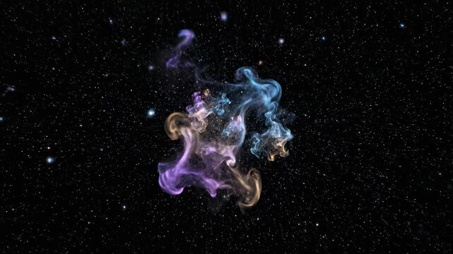 Seamless loop of a deep dark void with subtle floating particles slowly drifting and morphing across an empty infinite black expanse ethereal, design element, backdrop