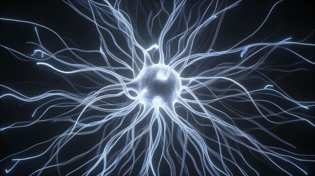 Animated Neuron Structure with Dendrites and Axons