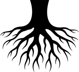 tree roots silhouette vector illustration