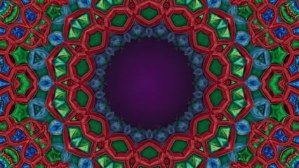 Vibrant Mandala Kaleidoscope Pattern with Central Purple Void.