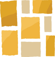 Rustic tile pattern, yellow orange beige, hand-torn edges, square layout, abstract design, wall texture, artistic grid, vector background