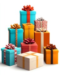 Obraz premium Colorful gift boxes stacked for celebrations.