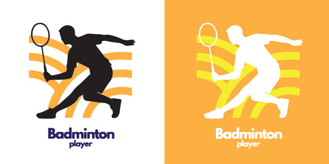 Badminton Smash Player Silhouette Logo Tournament Badge