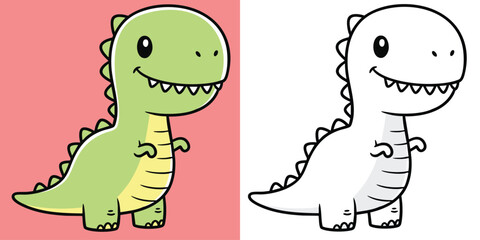 Friendly Little Dinosaur Figure for Children Book or Game Design