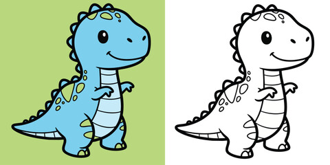 Friendly Little Dinosaur Figure for Children Book or Game Design