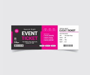 Event ticket Template Design with Vector