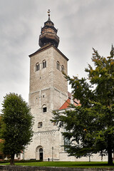Sankta Maria Cathedral in Visby Old Town on rainy day