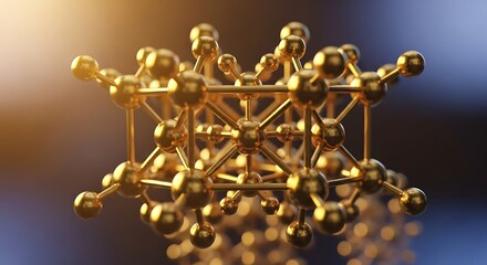 Golden Molecular Structure - A Detailed Scientific Visualization.