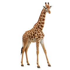 Obraz premium Majestic giraffe portrait, captured in a striking high contrast composition against solid color