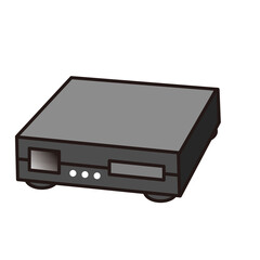 Obraz premium A simple illustration of a gray electronic device, possibly a set-top box or media player, with front panel details.