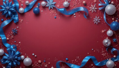 Composition of spruce branches and decorations for festive design