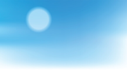 A soft blue sky with a pale luminous circle suggesting the sun or moon against a gradient of clear