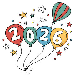 Colorful balloon numbers 2026 floating celebration