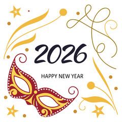 Elegant golden glitter party mask for happy new year celebrations