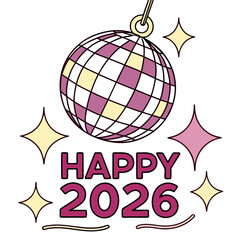 Happy disco ball celebration illustration